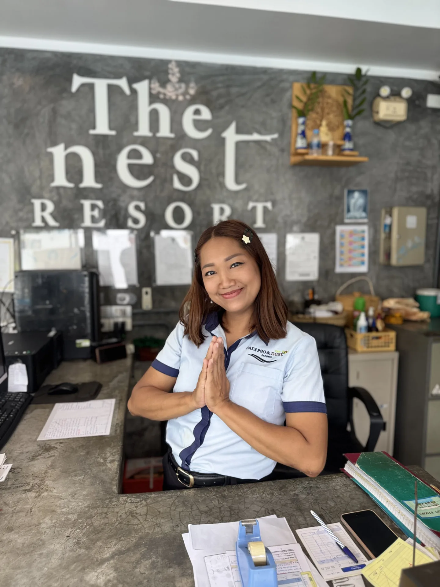 Receptionist at the resort desk